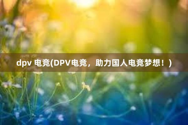 dpv 电竞(DPV电竞，助力国人电竞梦想！)