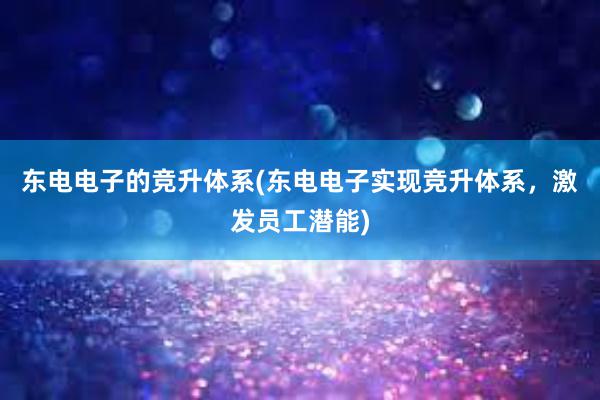 东电电子的竞升体系(东电电子实现竞升体系，激发员工潜能)