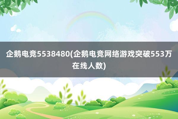 企鹅电竞5538480(企鹅电竞网络游戏突破553万在线人数)