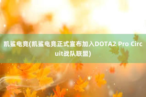 凯鲨电竞(凯鲨电竞正式宣布加入DOTA2 Pro Circuit战队联盟)