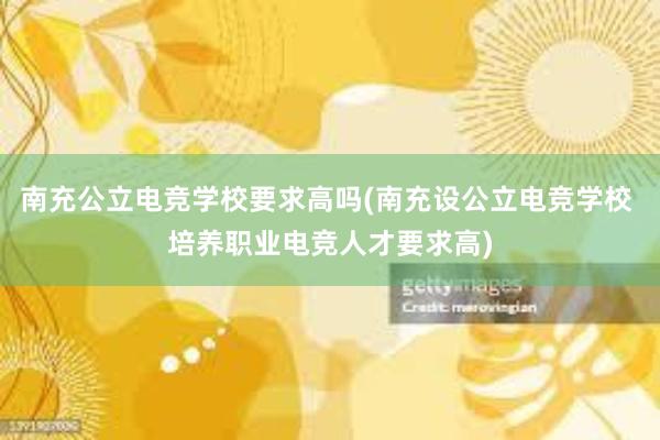 南充公立电竞学校要求高吗(南充设公立电竞学校 培养职业电竞人才要求高)