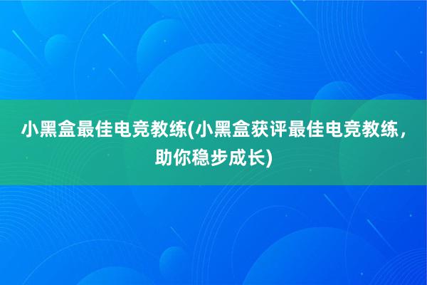 小黑盒最佳电竞教练(小黑盒获评最佳电竞教练，助你稳步成长)