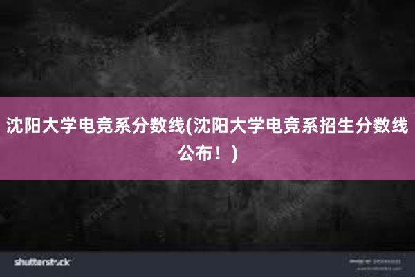 沈阳大学电竞系分数线(沈阳大学电竞系招生分数线公布！)