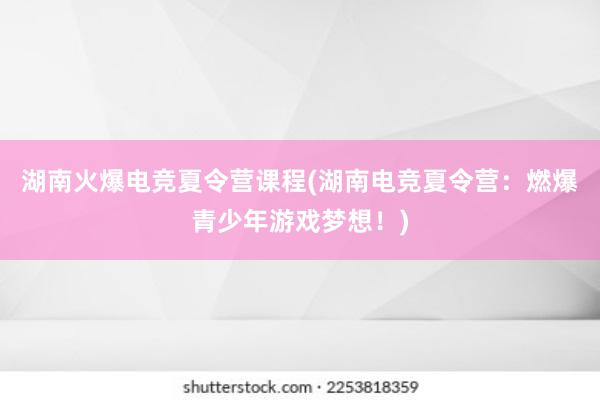 湖南火爆电竞夏令营课程(湖南电竞夏令营：燃爆青少年游戏梦想！)