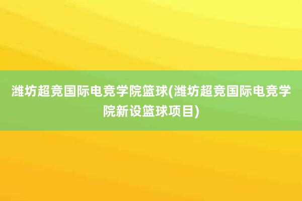 潍坊超竞国际电竞学院篮球(潍坊超竞国际电竞学院新设篮球项目)