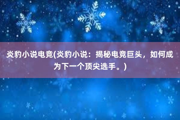 炎豹小说电竞(炎豹小说：揭秘电竞巨头，如何成为下一个顶尖选手。)