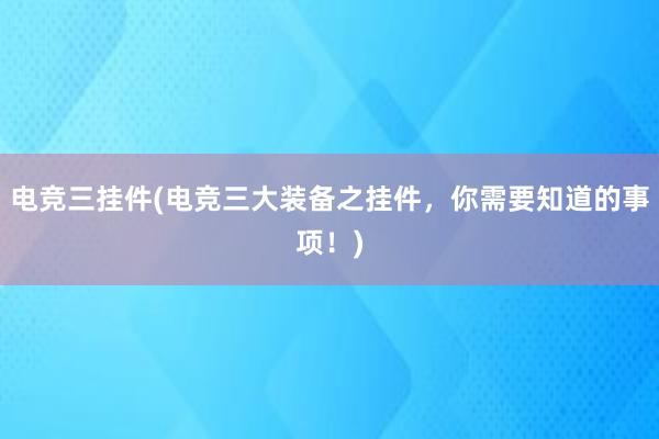 电竞三挂件(电竞三大装备之挂件，你需要知道的事项！)