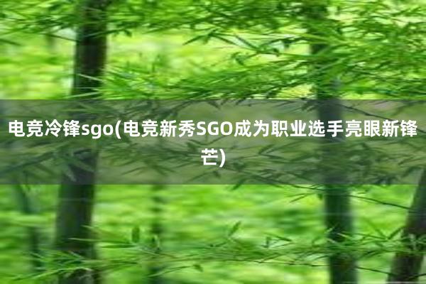 电竞冷锋sgo(电竞新秀SGO成为职业选手亮眼新锋芒)