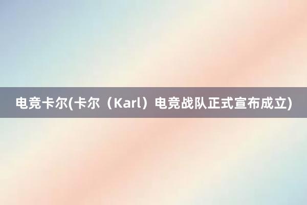 电竞卡尔(卡尔（Karl）电竞战队正式宣布成立)