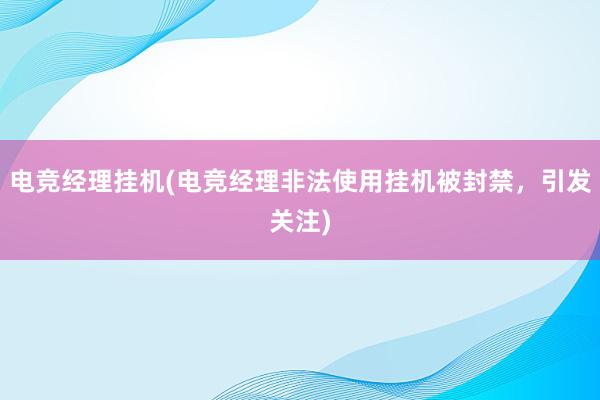 电竞经理挂机(电竞经理非法使用挂机被封禁，引发关注)