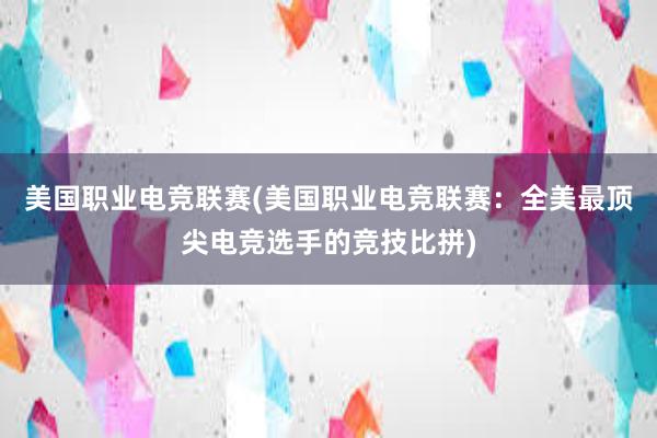 美国职业电竞联赛(美国职业电竞联赛：全美最顶尖电竞选手的竞技比拼)