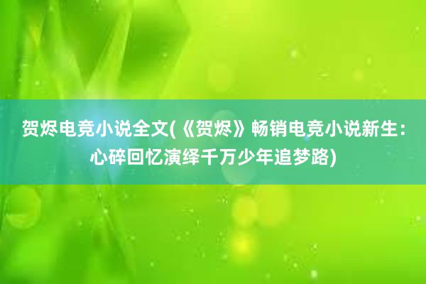 贺烬电竞小说全文(《贺烬》畅销电竞小说新生：心碎回忆演绎千万少年追梦路)