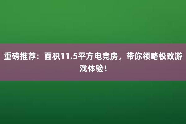 重磅推荐：面积11.5平方电竞房，带你领略极致游戏体验！