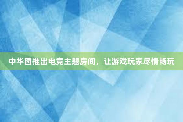 中华园推出电竞主题房间，让游戏玩家尽情畅玩