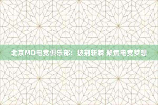 北京MD电竞俱乐部：披荆斩棘 聚焦电竞梦想