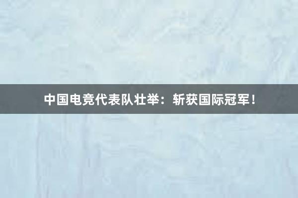 中国电竞代表队壮举：斩获国际冠军！