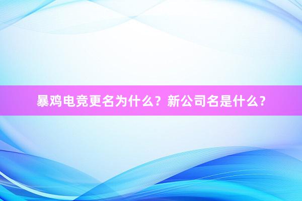 暴鸡电竞更名为什么？新公司名是什么？