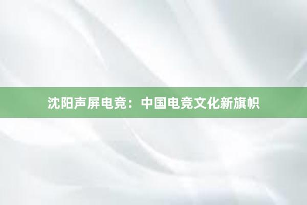 沈阳声屏电竞：中国电竞文化新旗帜